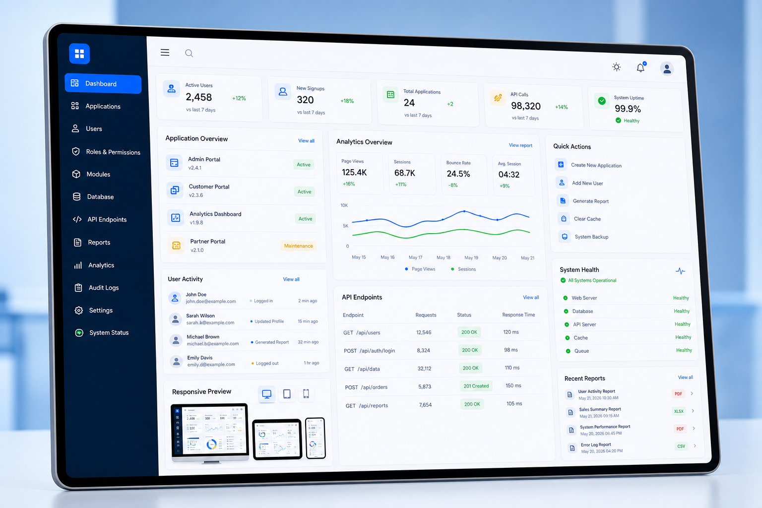 Web Application Development visual preview